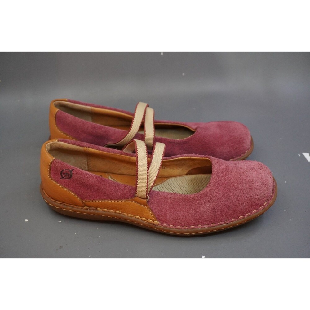 Børn Magenta Pink Suede Mary Jane Flats Women's Size 7 Elastic Strap Shoes